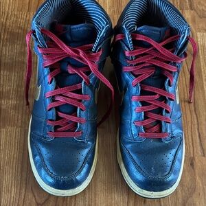 Nike Youth navy blue with gold and Red Lace-Up Sneakers